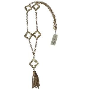 Susan Shaw Clover Leaf Goldtone Statement Necklace NWT